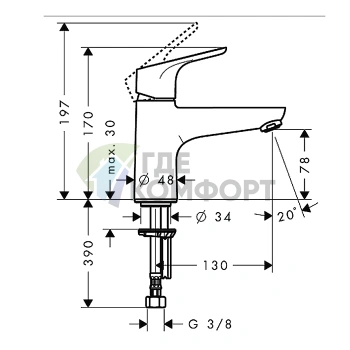 Смеситель Hansgrohe Focus Monotrou для борта ванны, хром (31931000) - фото 2