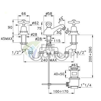 Смеситель для биде Stella Italica на три отверстия с донным клапаном, хром (IT 00201 CR00) - фото 2
