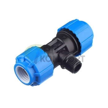 Тройник с наружной резьбой 25x1/2x25 ПНД Политэк - фото 1