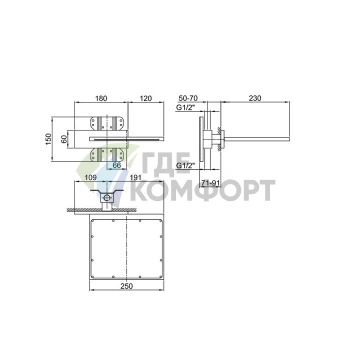 Верхний душ-водопад Fantini AK/25, латунь Matt Gun Metal PVD (86 P5 8043B) - фото 2
