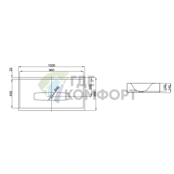 Раковина BETTELUX подвесная 100х49 5х14 см без отвпод смесительит без перелива с крепежами цвет белый - фото 2