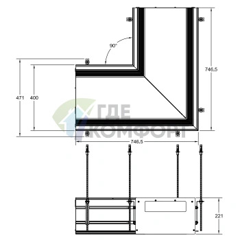Угловой профиль GESSI BINARIO 740x740 мм, Black XL (без подготовки под модули) (61041#299) - фото 2