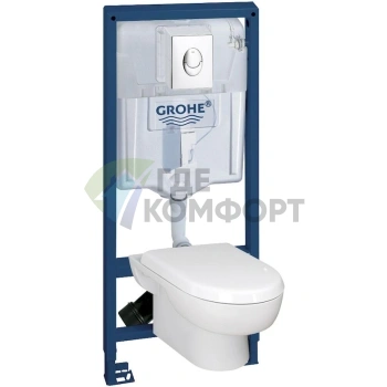 Grohe Solido 39191000: Комплект подвесного унитаза с инсталляцией и кнопкой — немецкое качество и стиль - фото 2
