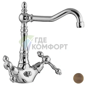 Смеситель для раковины FIMA Carlo Frattini Epoque с вращающимся изливом и донным клапаном, бронза (F5061BR) - фото 1