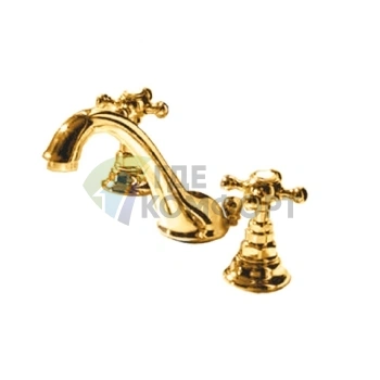 Золотой ретро-смеситель Kerasan для раковины на 3 отверстия (739191 oro) - фото 1