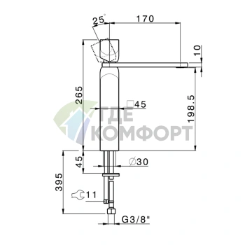 Смеситель для раковины CISAL HI-RISE: Однорычажный, отделка NeroOpaco/OroSpazz (RI0035447W) - фото 2