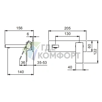 Смеситель для раковины Fantini Mint на 2 отверстия, без донного клапана, нержавеющая сталь (34 93 F810B) - фото 2