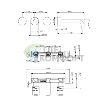 Настенный смеситель для раковины Fantini AF/21 хром (27 02 A813B) - фото 2