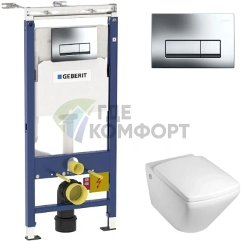 Унитаз подвесной Jacob Delafon Escale E1306 с инсталляцией Geberit Duofix Платтенбау 4 в 1