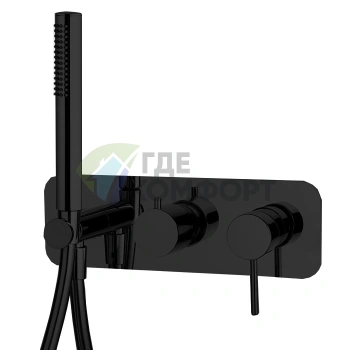 Встроенный смеситель для душа Carlo Frattini Spillo Up на 2 выхода с душевой стойкой, матовый черный (F3049NX2NS) - фото 1