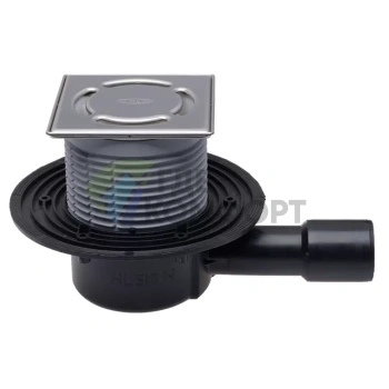 Трап HL510N-3000 с решеткой 115x115 мм c горизонтальным выпуском - фото 1