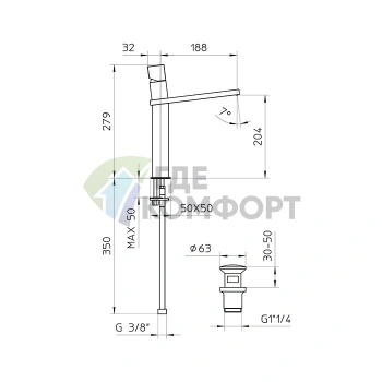 Смеситель для раковины Bossini Cube высокий, матовый черный (Z004302.073) - фото 2