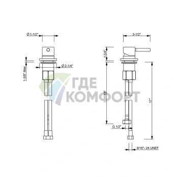 Fantini Nostromo Смеситель для ванны Matt British Gold PVD (50 P6 E895) - фото 2