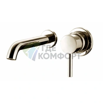 Настенный смеситель Bossini Oki скрытого монтажа с изливом 22 см, шлифованный никель (Z005302.094) - фото 1