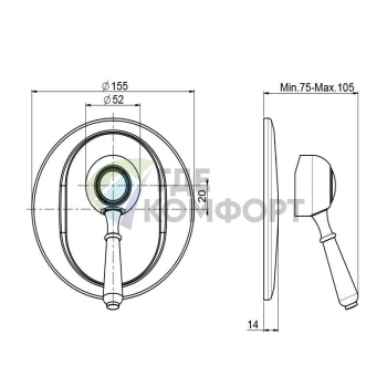 Смеситель для душа встроенный FIMA Carlo Frattini Bell, внешняя часть, хром (F3369/1CR) - фото 2