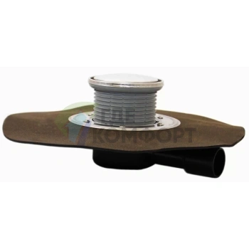 Трап HL510NHR с круглой решеткой 112x112 мм c полимербутным полотном и горизонтальным выпуском - фото 1