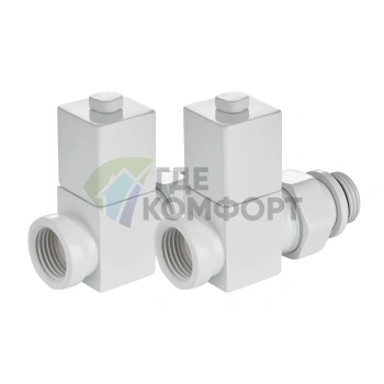 Набор дизайн-вентилей Royal Thermo CUBE 1/2 белый, RTE 56.0005, НС-1422574 - фото 2