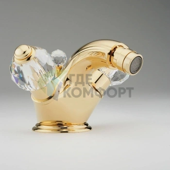 Смеситель для биде THG Mandarine Cristallia Diamant с донным клапаном в полированном золоте (U1K-F01-3202) - фото 1