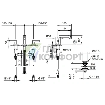 Смеситель для раковины Fantini Icona Deco с нажимным донным клапаном, хром (53 02 R104) - фото 2