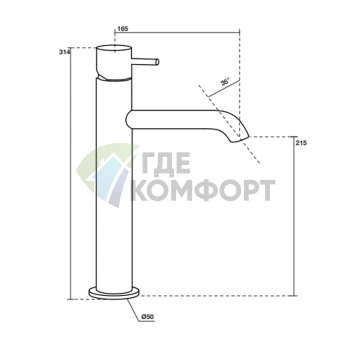Смеситель для раковины Kerasan Nolita однорычажный, хром (922790 cr) - фото 2