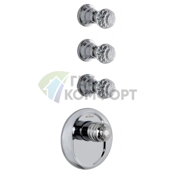 Термостатический смеситель для душа FIMA Carlo Frattini Elizabeth Chic встроенный, 3 вентиля, хром (F5113X3CCR) - фото 1