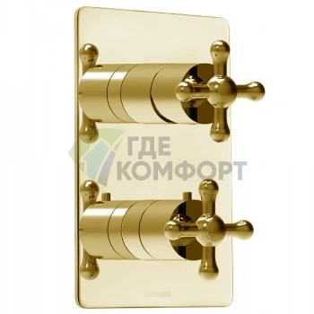 Золотой термостат для душа Bossini Liberty со смесителем и 5-режимным девиатором (Z00068.021) - фото 1