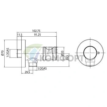 Гигиенический душ BOSSINI PALOMA FLAT с запорным вентилем, пластиковой лейкой и шлангом 1250 мм (хром) (E41001.030) - фото 2