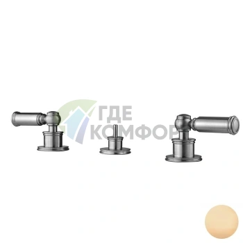 Смеситель для биде Bossini Liberty на 3 отверстия в античной бронзе с заглушкой (Z001403.022) - фото 1