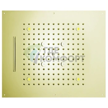 Верхний душ BOSSINI DREAM/3 с LED-подсветкой и хромотерапией, 570×470 мм, 3 режима, сатинированное золото (H38935.043) - фото 1