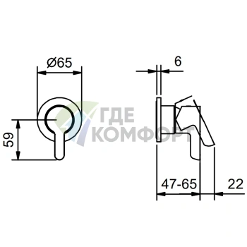 Встраиваемый смеситель для душа Fantini Icona Classic на 1 источник, хром (53 02 R063B) - фото 2