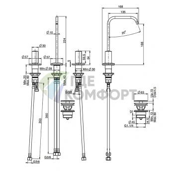 Смеситель для раковины FIMA Carlo Frattini So бесконтактный золотой с поворотным изливом (F3191AOR) - фото 2