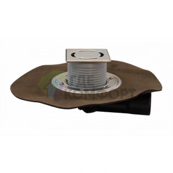 Трап HL80H-3000 с решеткой 115x115 мм-незамерзающим затвором-с полимербитумным полотном-и выпуском в виде поворотного шарнира от 0° до 90° - фото 1