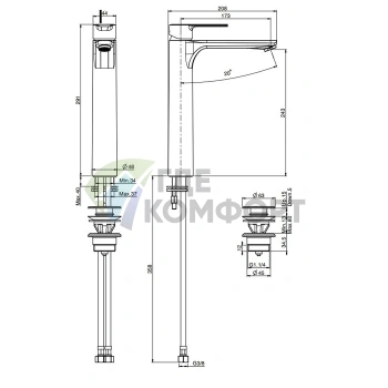 Смеситель для раковины FIMA|Carlo Frattini MAST высокий, с донным клапаном click-clack, хром (F3131/HCR) - фото 2
