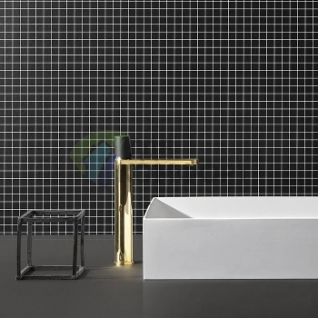 Смеситель для раковины Antonio Lupi Indigo: однорычажный, черная матовая ручка, полированная латунь (ND303OL+MNFNO) - фото 1