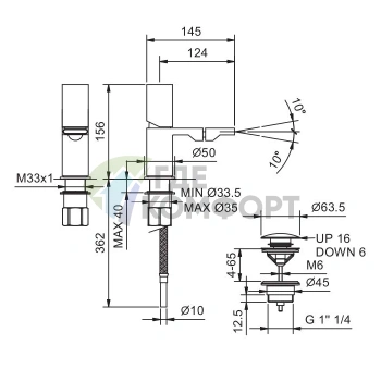 Смеситель для биде Fantini Milano с донным клапаном, матовая натуральная сталь (31 93 3008F) - фото 2