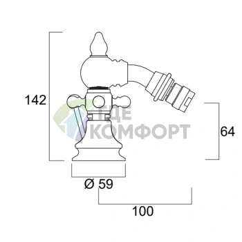 Смеситель для биде SIMAS VICTORIA на 3 отверстия, хром (VIBB cr) - фото 2