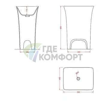 Раковина Artceram Cow напольная отдельностоящая 60х45х85см без отв под смесительитель со слив переливом цвет белый - фото 2