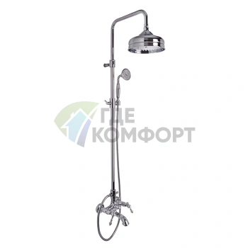 Смеситель для ванны FIMA Carlo Frattini Epoque с душевой стойкой и верхним душем 200 мм, хром (F5054/2CR) - фото 1