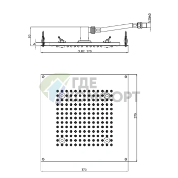 Верхний душ BOSSINI DREAM-CUBE 370x370 мм с LED-подсветкой, хром (H37397.030) - фото 2
