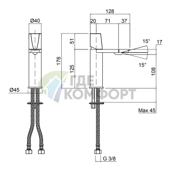 Смеситель для биде Antonio Lupi Indigo графит, 136 мм (ND400GR) - фото 2