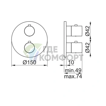 Almar ROUND CORE: внешний блок термостата на 2 контура в хромированном корпусе (E176832.CR) - фото 2