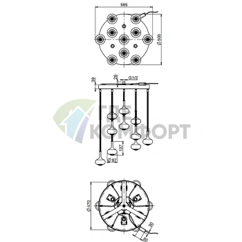Верхний душ Melograno с подсветкой, 10 сатинированных стеклянных капсул, хром (F2997CR) - фото 2