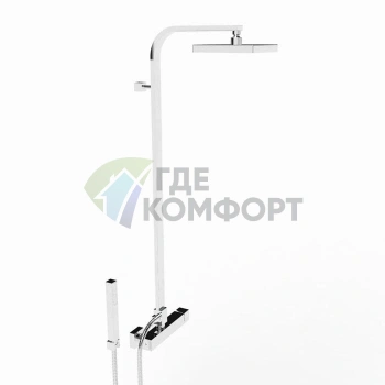 Душевой комплект Stella Bamboo Quadro: смеситель, штанга с ручным и верхним душем 200 мм, хром (BQ 02423 CR00) - фото 1