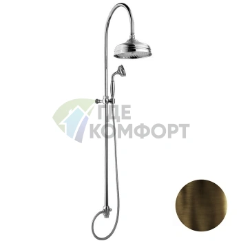 Душевая стойка Nicolazzi с верхним душем 30 см, переключателем и ручным душем в цвете тёмная бронза (5712WSDB30) - фото 1