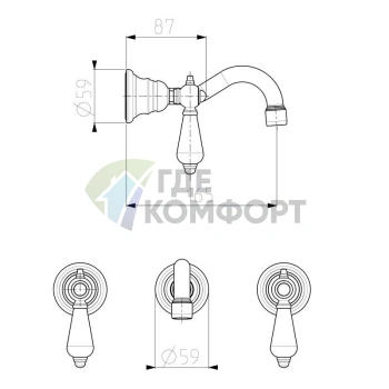 Элегантный настенный смеситель FIMA|Carlo Frattini Herend Chic с кристаллами SWAROVSKI, хром (F5401/5CCR) - фото 2
