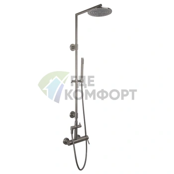 Смеситель для душа FIMA Carlo Frattini Spillo Steel с душевой стойкой и верхним душем (F3075/2INOX) - фото 1