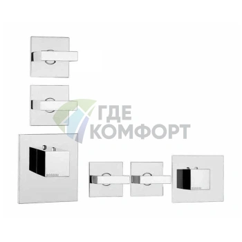 Термостат для душа Bossini прямоугольный встраиваемый с девиатором на 2-4 выхода, хром (Z033203.030) - фото 1