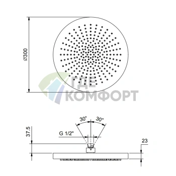 Верхний душ FANTINI 300 мм: Элегантный Deep Black PVD для вашей ванной (79 S1 K073) - фото 2