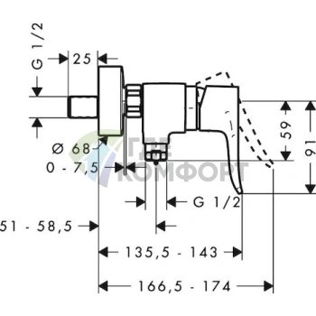 Смеситель для душа Hansgrohe Metris 31680000 - фото 3
