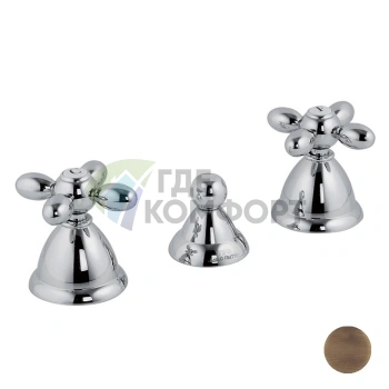 Смеситель для биде FIMA|Carlo Frattini Olivia: 3-отверстий, без излива, донный клапан, бронза (F5032BR) - фото 1